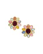 Siviglia 18k Multicolored Sapphire Flower Button Earrings