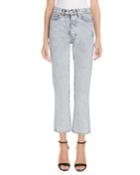 High-waist Five-pocket Straight-leg Light-wash Jeans