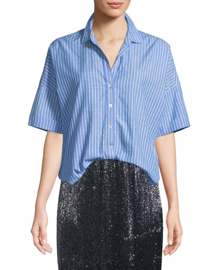 Selsie Short-sleeve Button-down Top