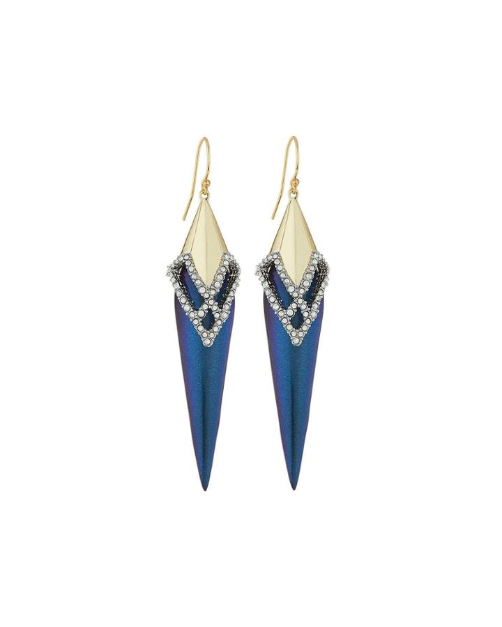 Crystal-encrusted Lattice Lace Wire Earrings