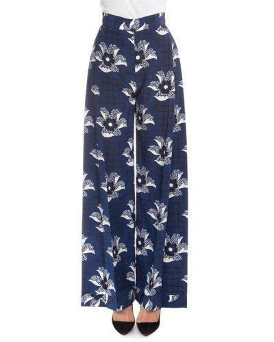 Pleated-front Wide-leg Pants, Navy