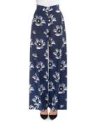 Pleated-front Wide-leg Pants, Navy
