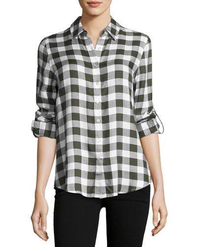 Long-sleeve Plaid-print