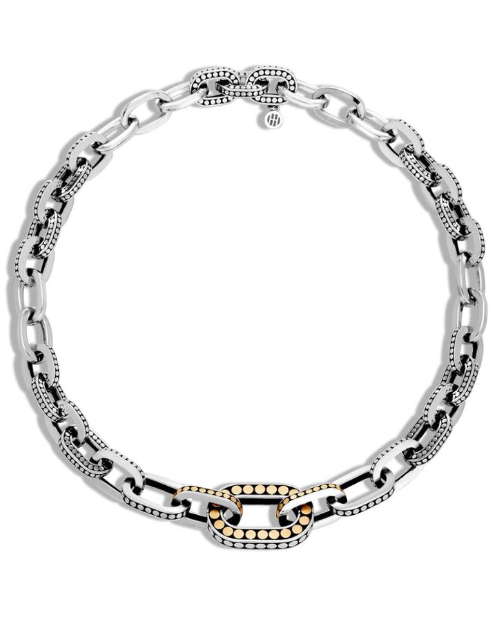 Dot Silver Graduated Link Necklace W/