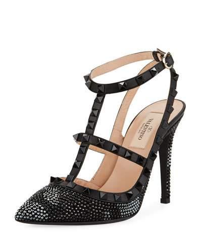 Rockstud Crystal-embellished Pump, Jet