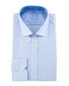 Check-print Long-sleeve Dress Shirt, Blue/pink