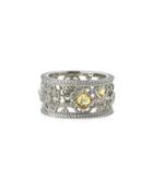 Fleur Canary Crystal & Sapphire Band Ring,