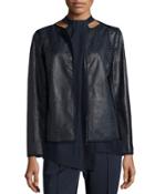 Keaton Embossed Leather Grosgrain-trim Jacket,