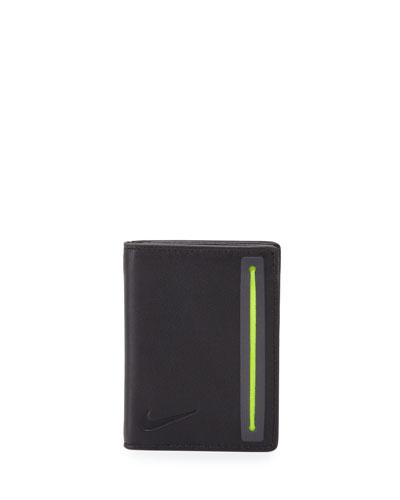Leather Slim Line Bi-fold Card Case, Black