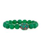 Green Onyx & Pave Diamond Stretch Bracelet