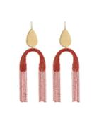 Upside Down Fringe Earrings, Red