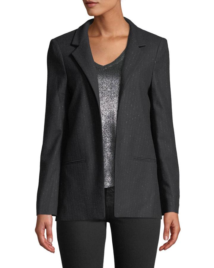 Volly Metallic Stripes Open-front Blazer