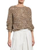 Sequin-netted Long-sleeve