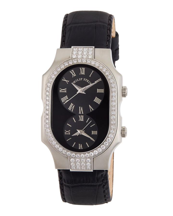 Small Signature Double Diamond Watch, Black