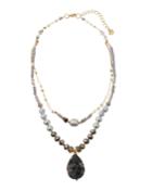 Beaded Labradorite & Agate Pendant Necklace