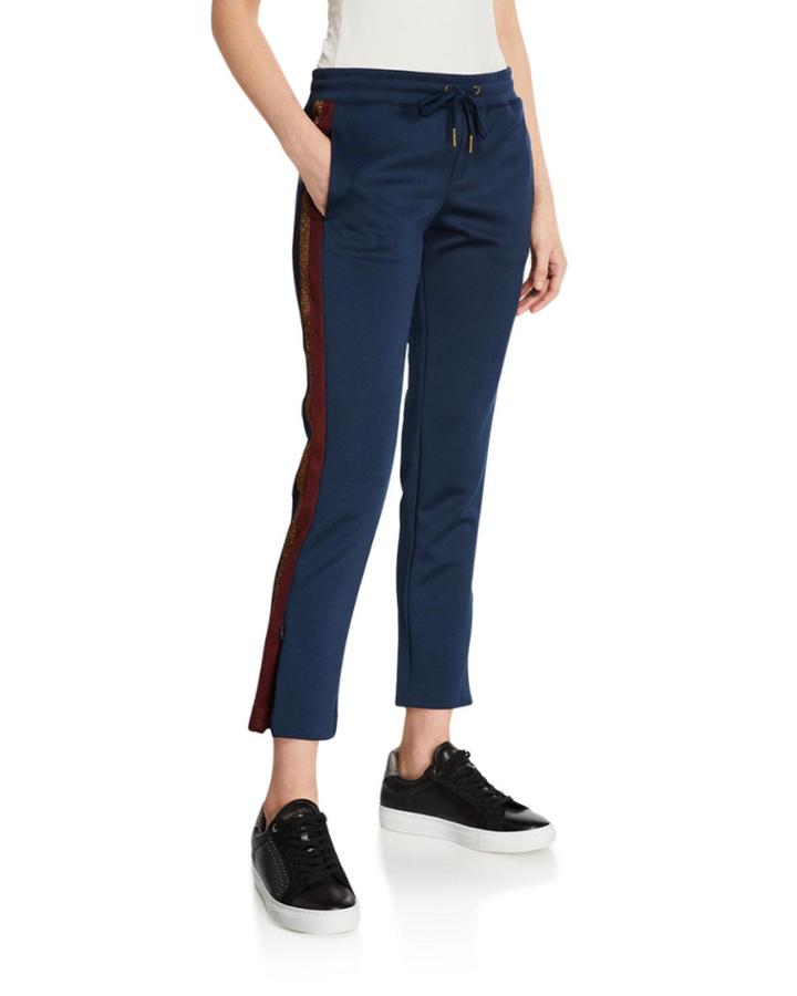 Cropped Drawstring Sweatpants W/ Metallic