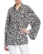 Silk Floral-print Long-sleeve Blouse
