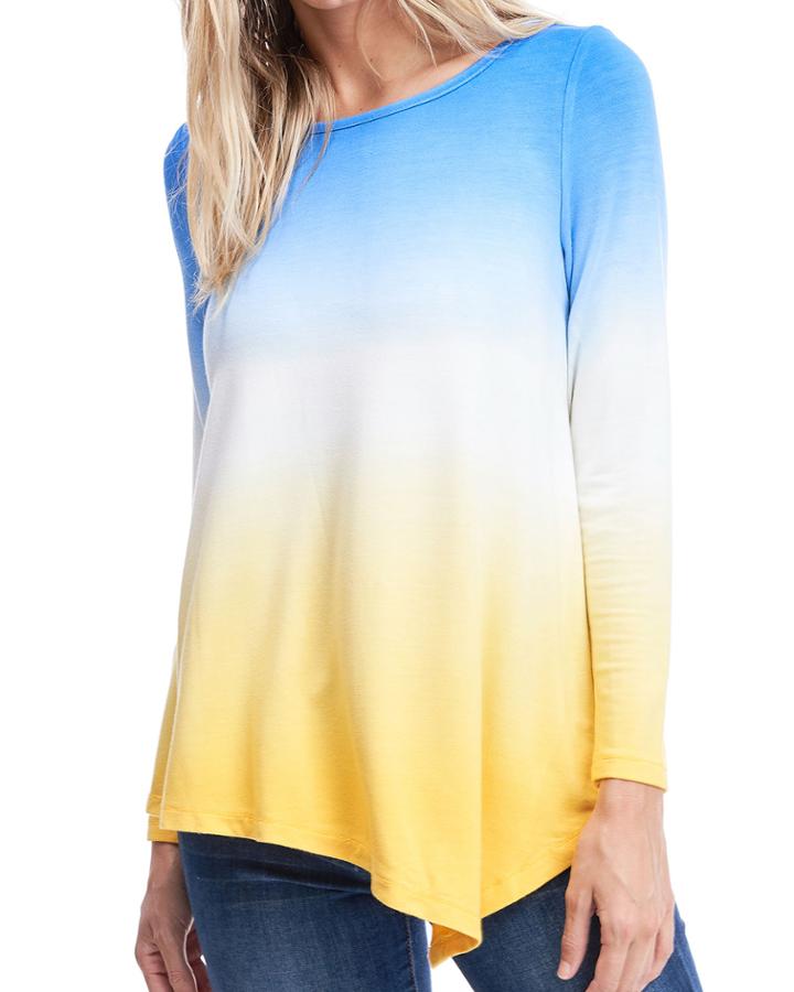Asymmetric Dip-dye Knit Top