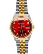 Pre-owned Oyster Perpetual Datejust Watch In Two-tone And Red