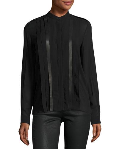 Holbeach Mixed-media Top, Black