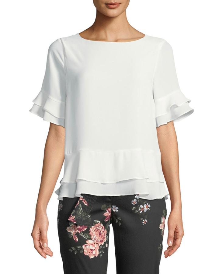 Ruffle-tiered Chiffon Tee