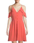 Gabriella Button-down Cold-shoulder Dress