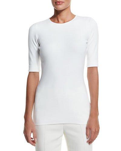 Half-sleeve Jewel-neck Tee