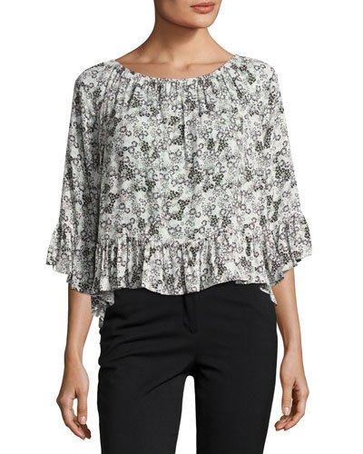 Julia Off-the-shoulder Floral-print Top,