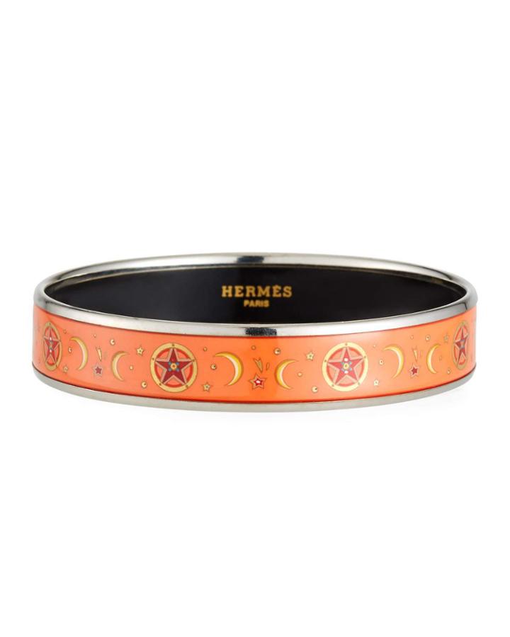 Estate Moon Enamel Bangle, Orange
