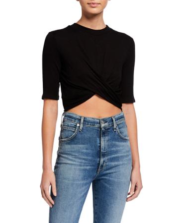 Rib-knit Wrap Crop Top