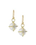 18k Gold Lacey Pearl & Diamond Sphere Earrings