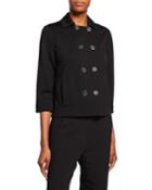 Milano Knit Double-breasted 3/4-sleeve Jacket W/ Pockets