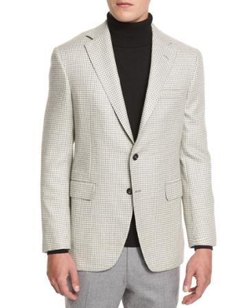 Houndstooth Two-button Sport Coat, Gray/white