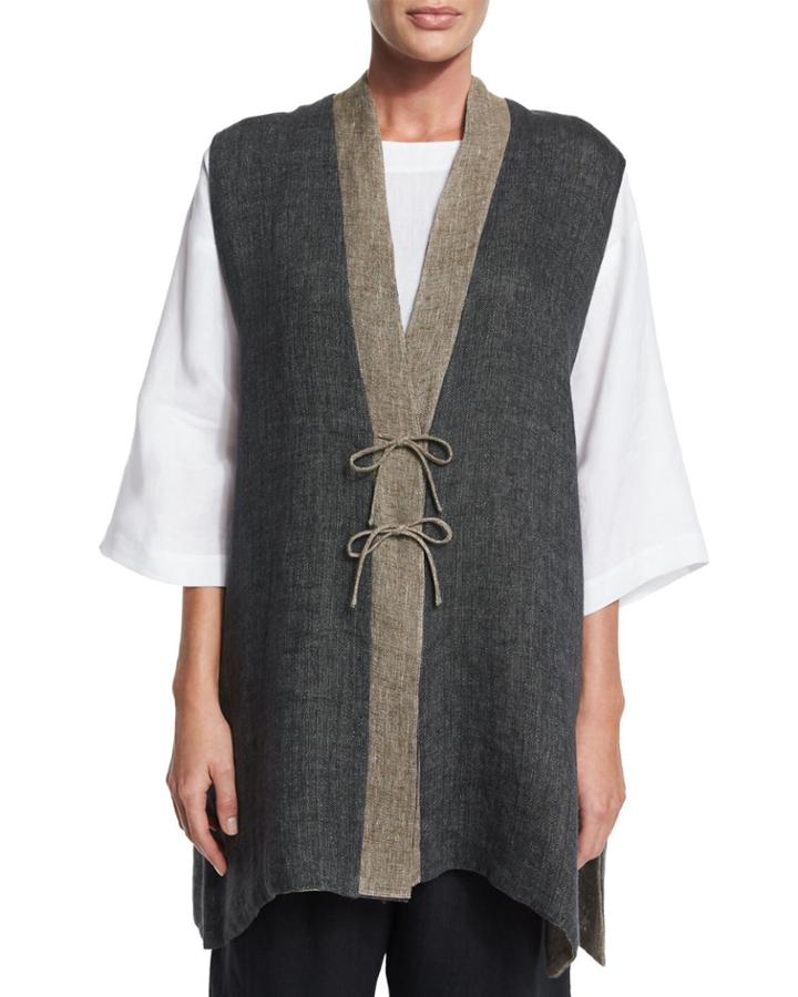 Gauzy Linen Shanghai Waistcoat, Elephant/mix