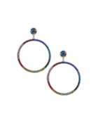 Rainbow Pave Hoop-drop Earrings