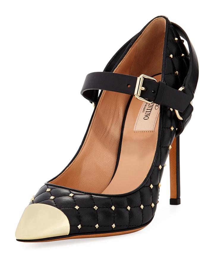 Rockstud Quilted Cap-toe Pumps