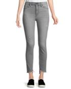 Janine High-rise Frayed Ankle Jeans, Gray