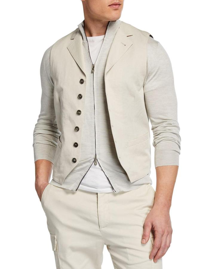 Men's Linen Gilet W/