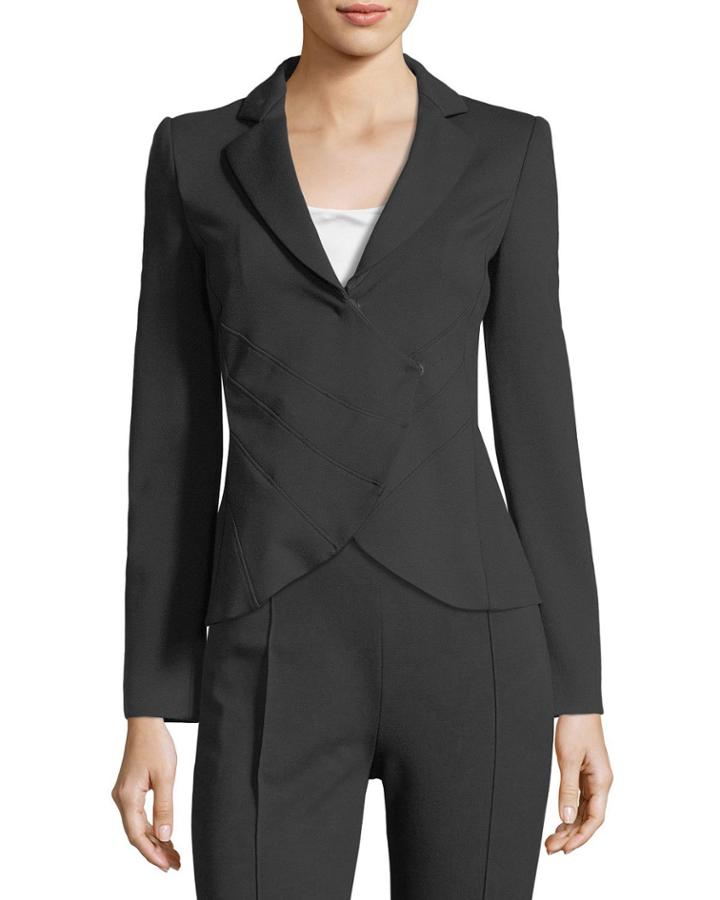 Notched-lapel Asymmetrical Ruched Jacket