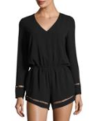 Normandie Open-back Romper, Black