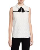 Sleeveless Lace Blouse With Collar