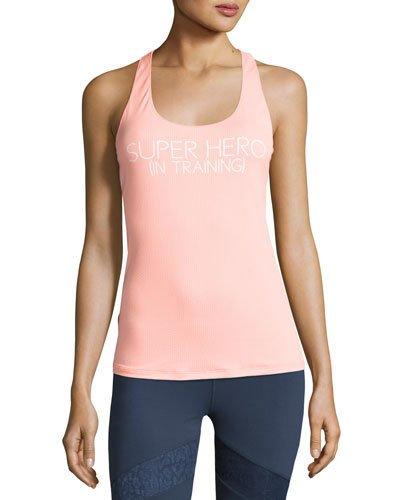 Super Hero-in-training Mesh Tank, Pale Neon Apricot