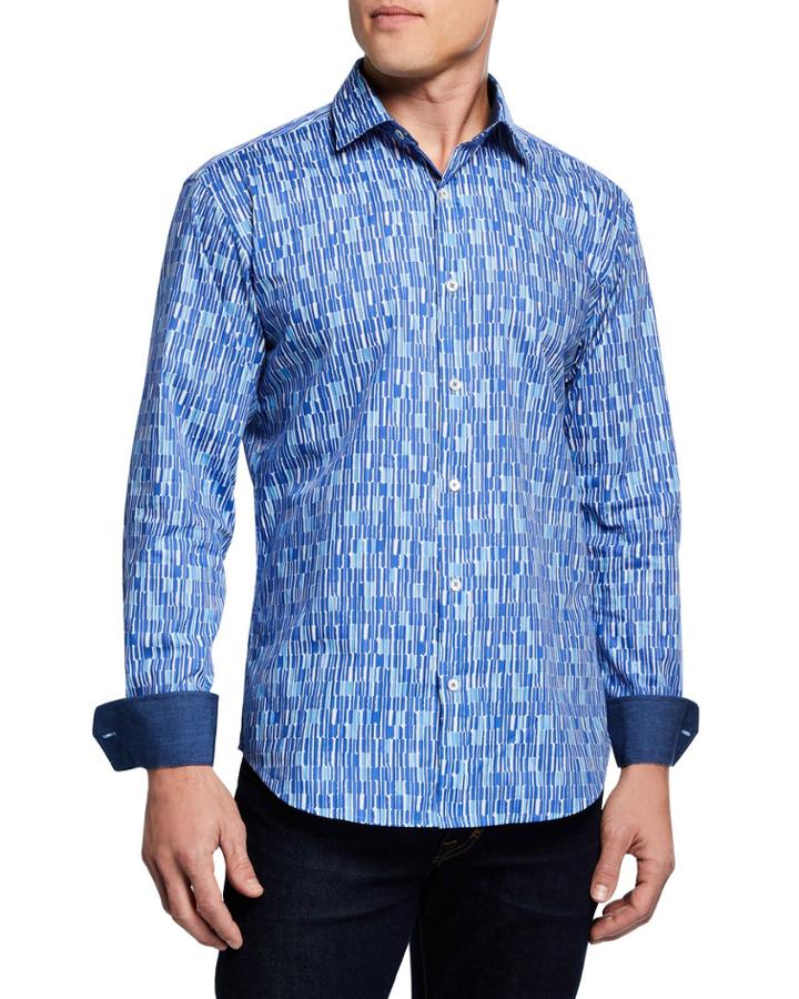 Men's Shaped-fit Geo-print Woven