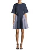 Short-sleeve Striped Cotton Dress