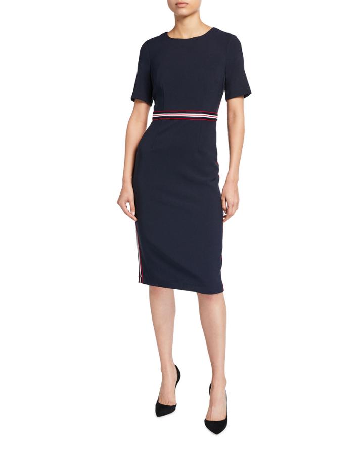 Jewel-neck Sheath Dress With