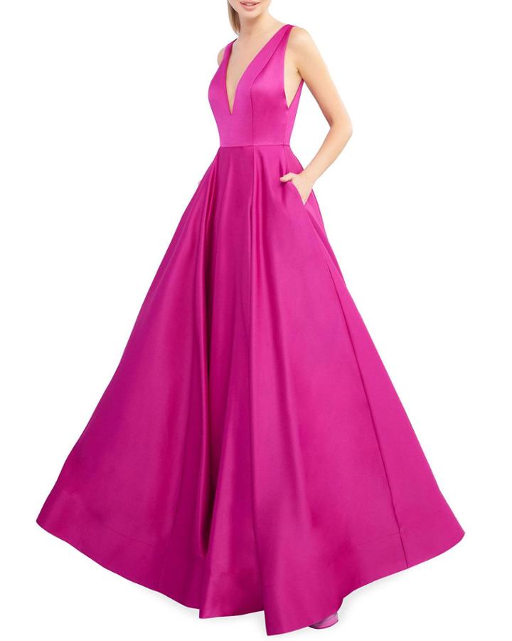 Chiffon Deep V-back Ball Gown