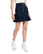 Ruffle-hem Zip-front