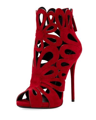 Coline Suede Floral Cutout Dress