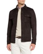 Men's Stretch Suede Button-front Jacket