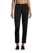 Lace-trim Ankle Track Pants, Black